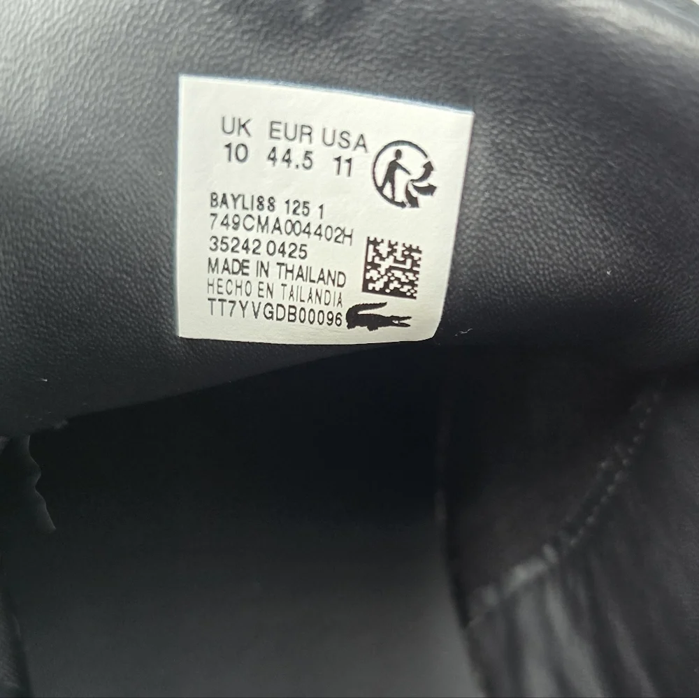 Lacoste Bayliss Black Leather Sneakers Lace Up Mens Size 11 - Picture 14 of 14